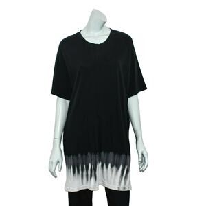Raquel Allegra Black and White Tie-Dye T-Shirt Dress